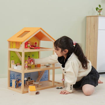 Exquisite Three-Story Dollhouse for Delightful Playtime and Imaginative Adventures