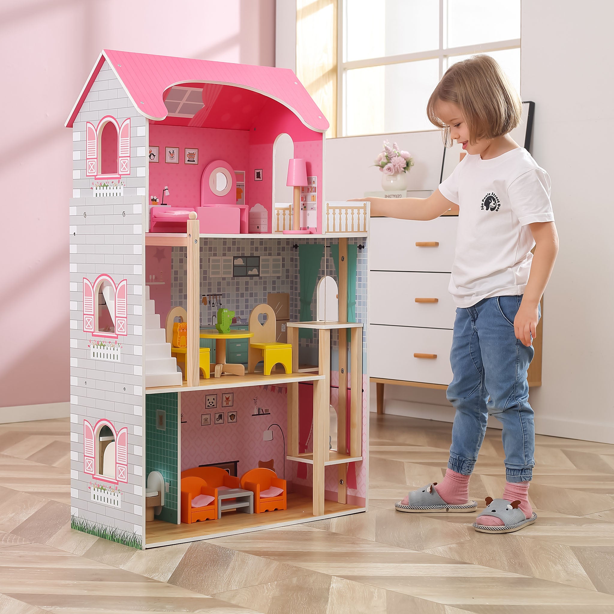 Luxurious Adorned 3-Storey Dollhouse - A Gateway to Endless Imaginative Play and Learning