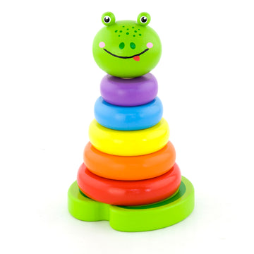 Discover and Learn with Wooden Frog Stacker - Fun and Educational