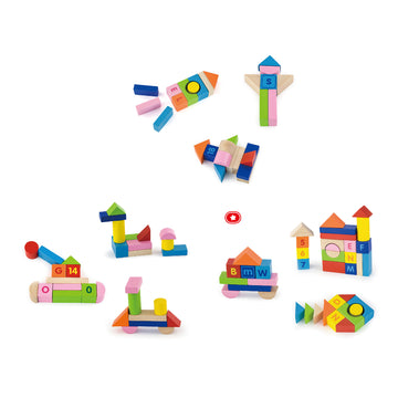 Building with ABCs & 123s: Wooden Blocks for Learning- 100 Pcs