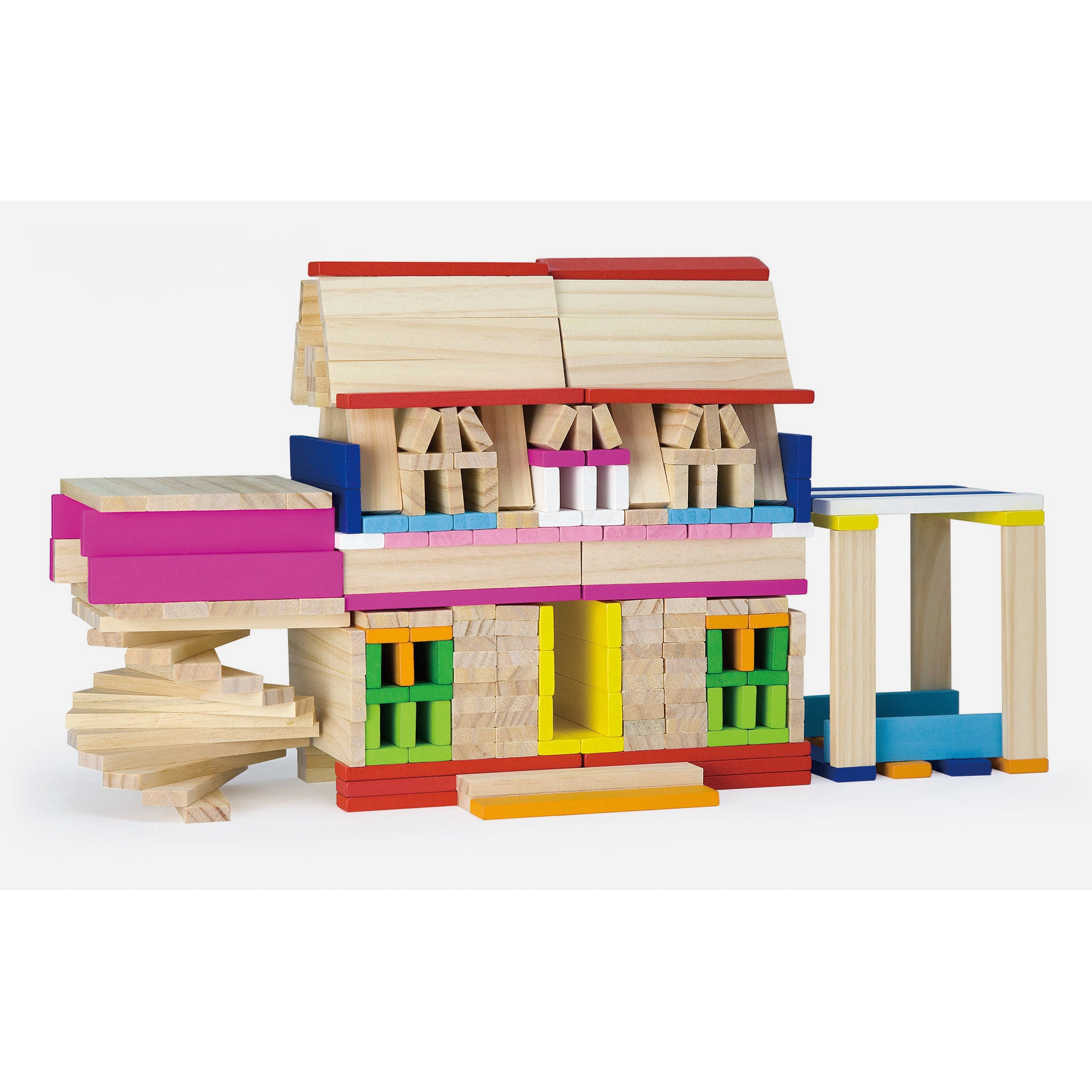 Block Set Assorted Design 250-Piece Wooden Block Set - Unleash Creativity and Imagination in End